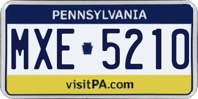 PA license plate MXE5210