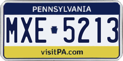 PA license plate MXE5213