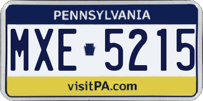 PA license plate MXE5215