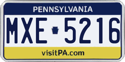 PA license plate MXE5216