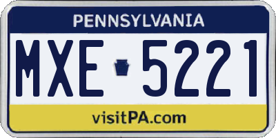 PA license plate MXE5221