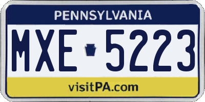 PA license plate MXE5223
