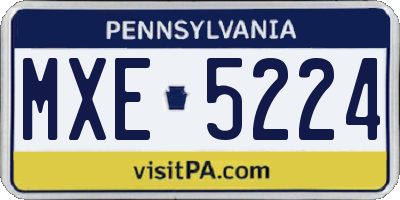 PA license plate MXE5224