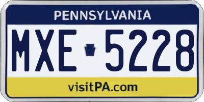 PA license plate MXE5228