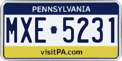 PA license plate MXE5231