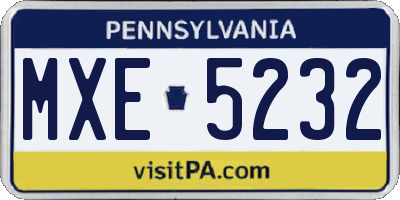 PA license plate MXE5232