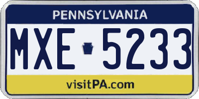 PA license plate MXE5233