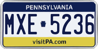PA license plate MXE5236