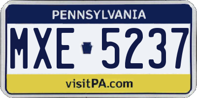 PA license plate MXE5237