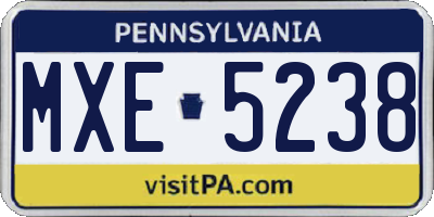 PA license plate MXE5238