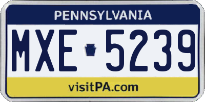 PA license plate MXE5239