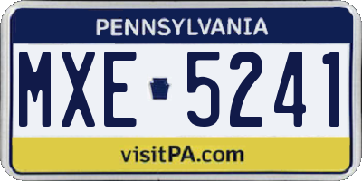 PA license plate MXE5241