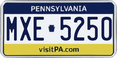 PA license plate MXE5250
