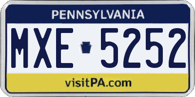 PA license plate MXE5252