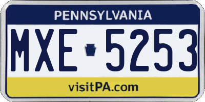 PA license plate MXE5253