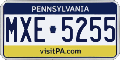 PA license plate MXE5255