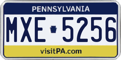 PA license plate MXE5256