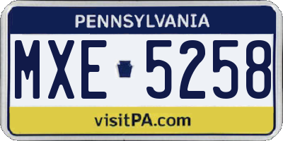 PA license plate MXE5258