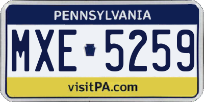 PA license plate MXE5259