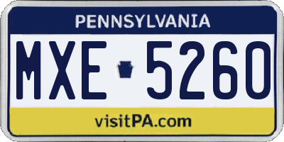 PA license plate MXE5260