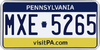PA license plate MXE5265