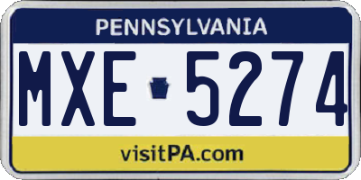 PA license plate MXE5274
