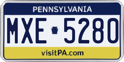 PA license plate MXE5280