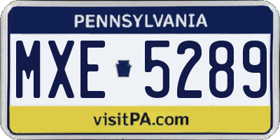 PA license plate MXE5289