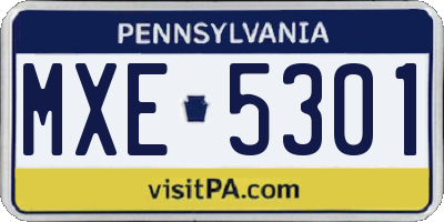 PA license plate MXE5301
