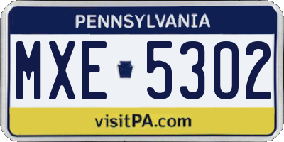 PA license plate MXE5302