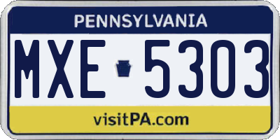 PA license plate MXE5303