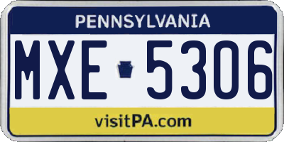 PA license plate MXE5306