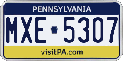 PA license plate MXE5307