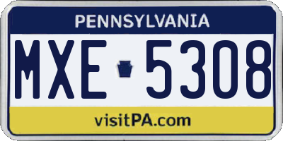 PA license plate MXE5308