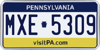 PA license plate MXE5309