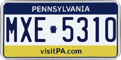 PA license plate MXE5310