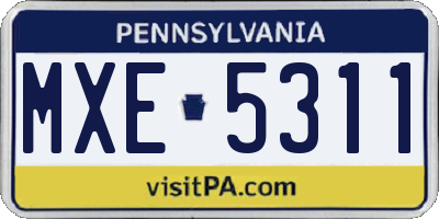 PA license plate MXE5311