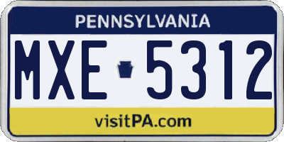 PA license plate MXE5312