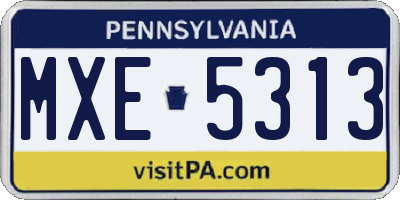 PA license plate MXE5313