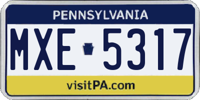 PA license plate MXE5317