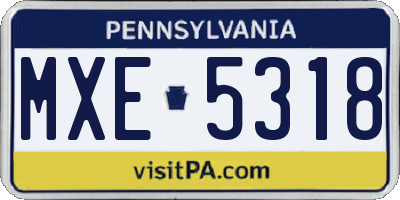 PA license plate MXE5318
