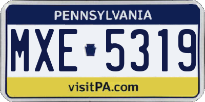 PA license plate MXE5319