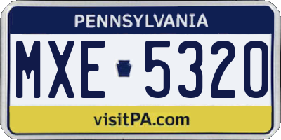 PA license plate MXE5320