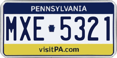 PA license plate MXE5321