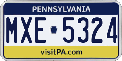 PA license plate MXE5324