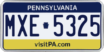 PA license plate MXE5325