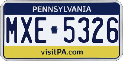 PA license plate MXE5326