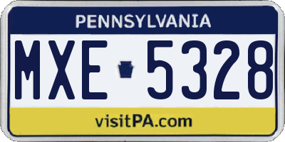 PA license plate MXE5328