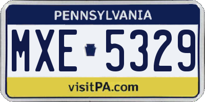 PA license plate MXE5329