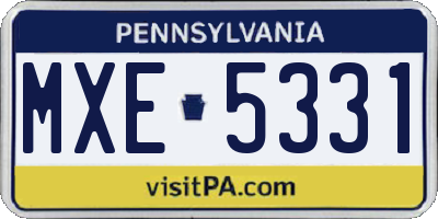 PA license plate MXE5331